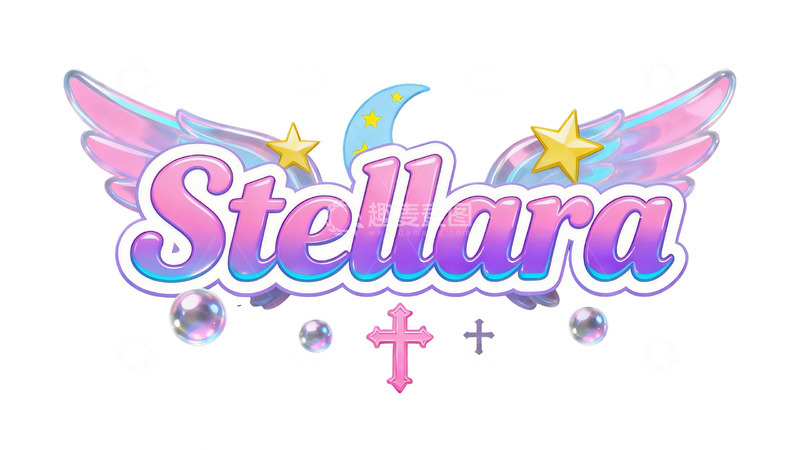 高清大图下载【趣麦麦图】梦幻天使风立体英文艺术字5