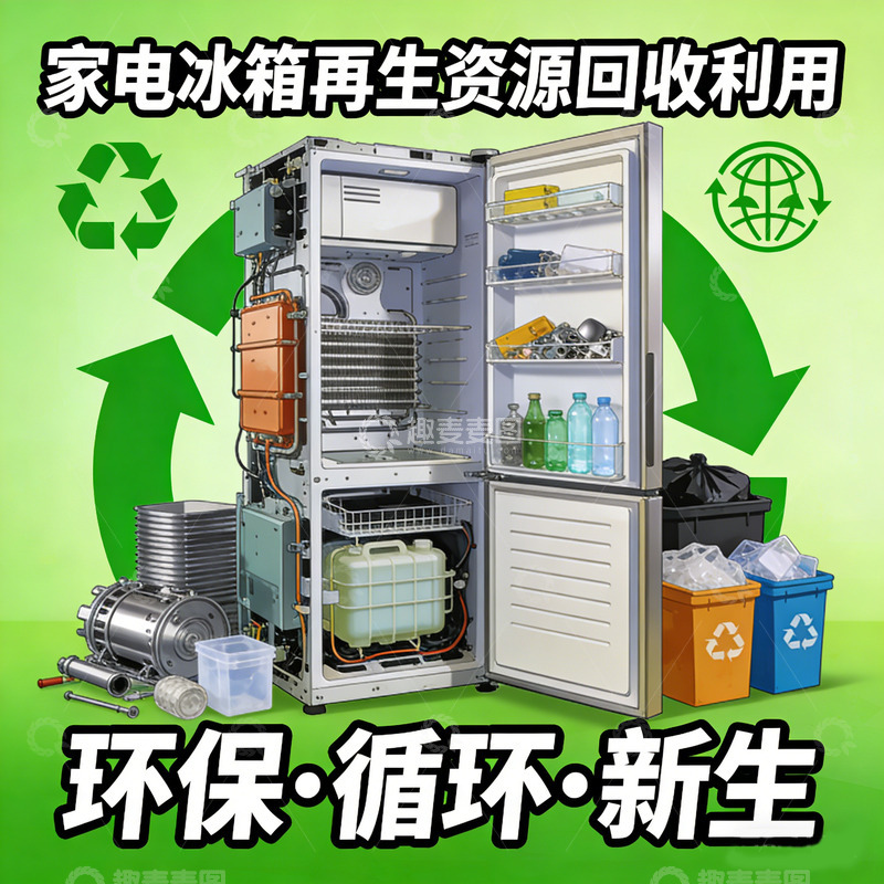 高清大图下载【趣麦麦图】冰箱回收环保再生