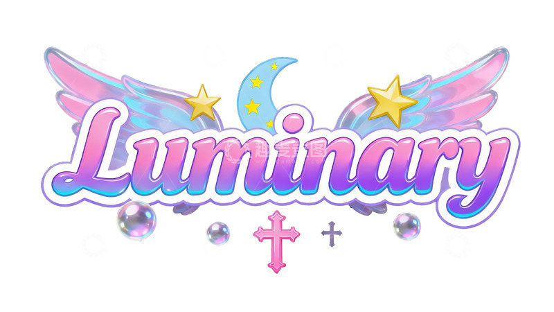 高清大图下载【趣麦麦图】梦幻天使风立体英文艺术字2