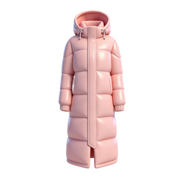 长款羽绒服外套3D立体卡通效果图