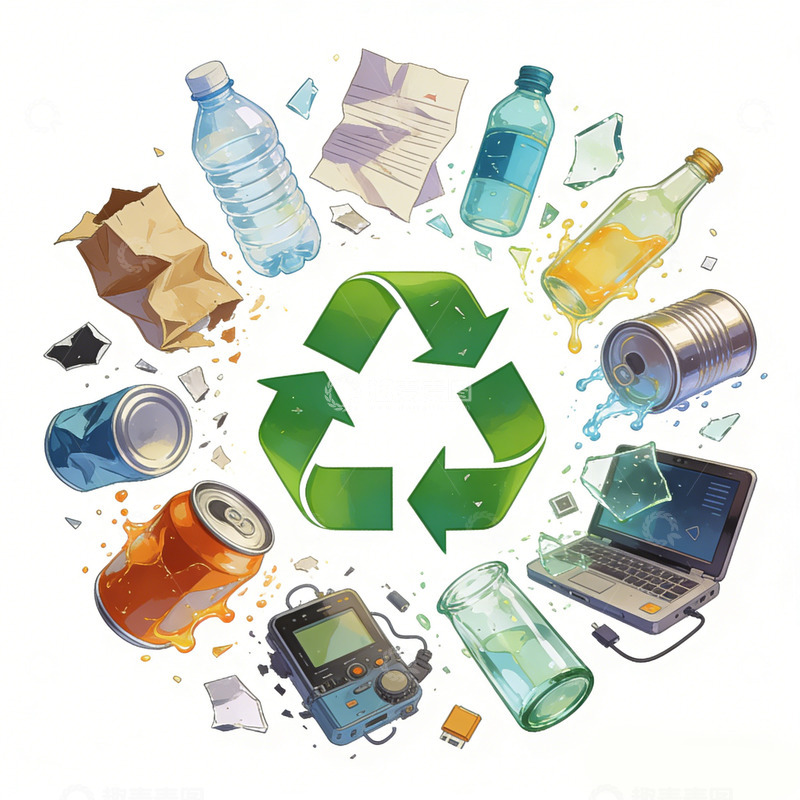 高清大图下载【趣麦麦图】环保主题垃圾分类插画