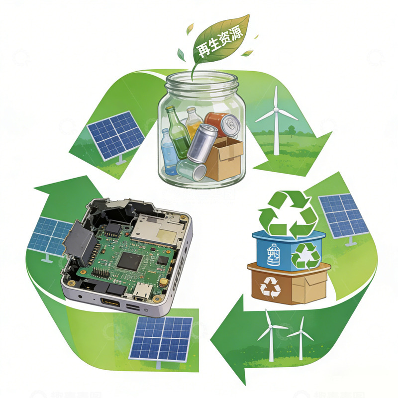 高清大图下载【趣麦麦图】环保循环利用新能源插画