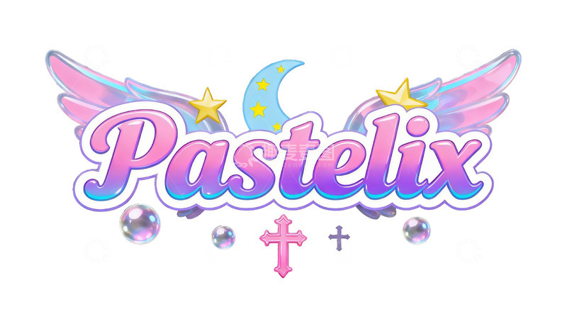 高清大图下载【趣麦麦图】梦幻天使风立体英文艺术字1