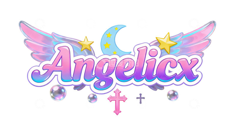 高清大图下载【趣麦麦图】梦幻天使风立体英文艺术字3
