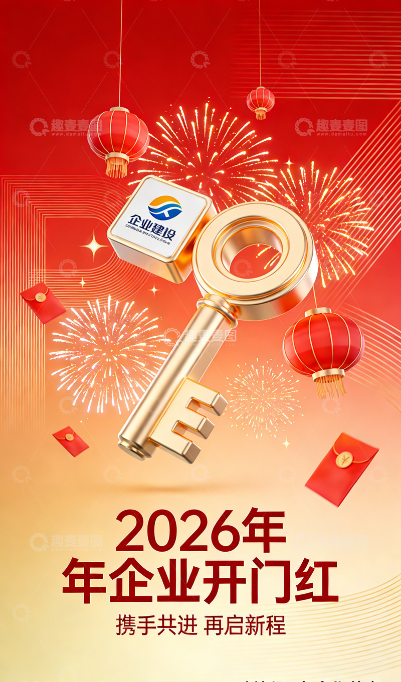 高清大图下载【趣麦麦图】2026年企业开门红宣传海报红色喜庆