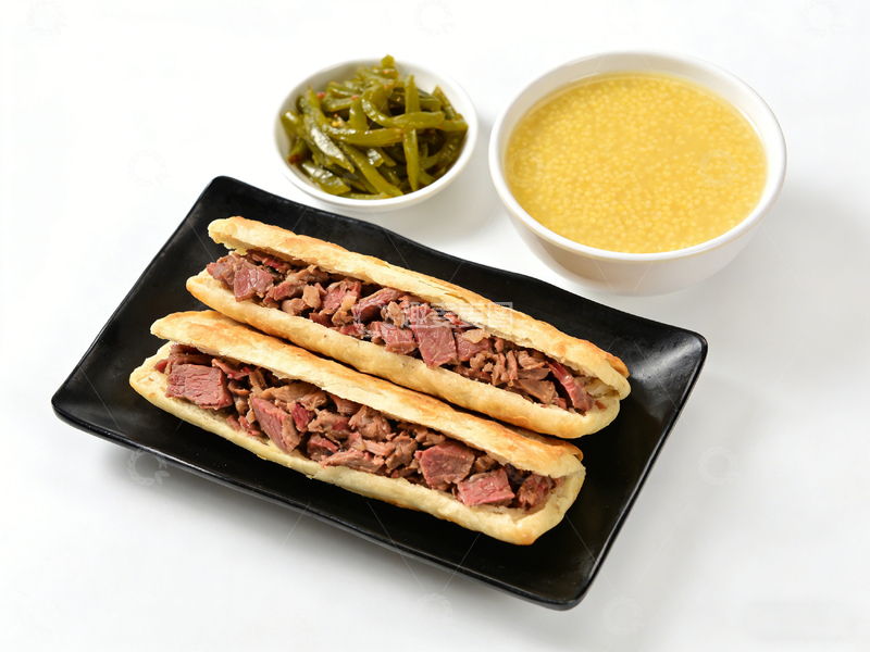 高清大图下载【趣麦麦图】中式美食驴肉火烧套餐