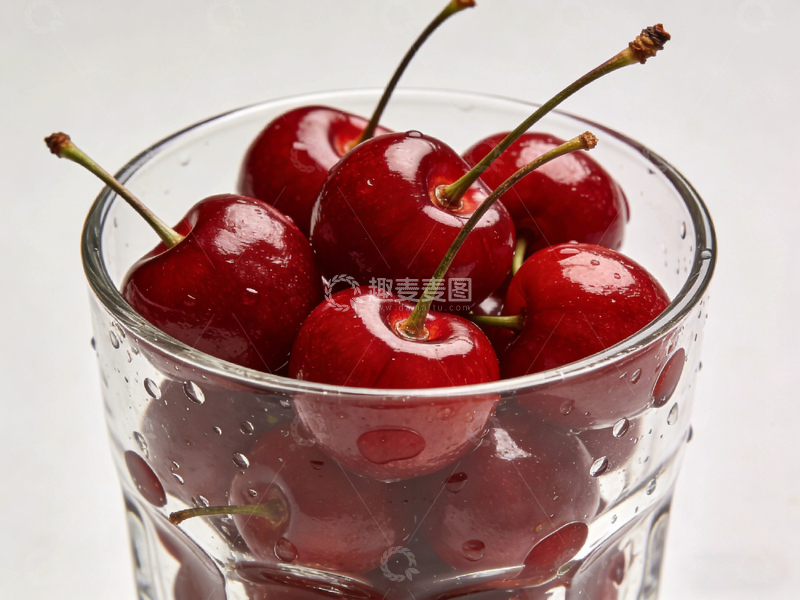 高清大图下载【趣麦麦图】玻璃碗中的樱桃