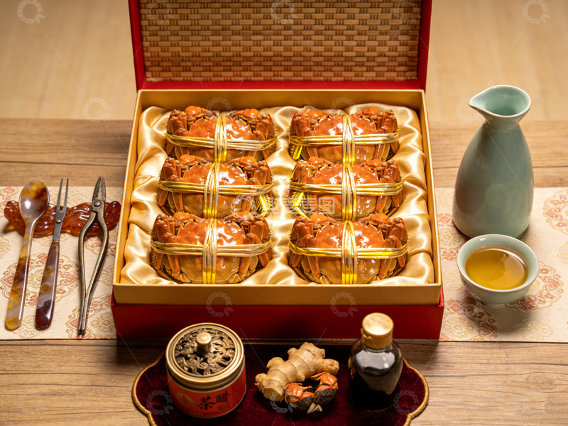 高清大图下载【趣麦麦图】精致大闸蟹礼盒美食摄影