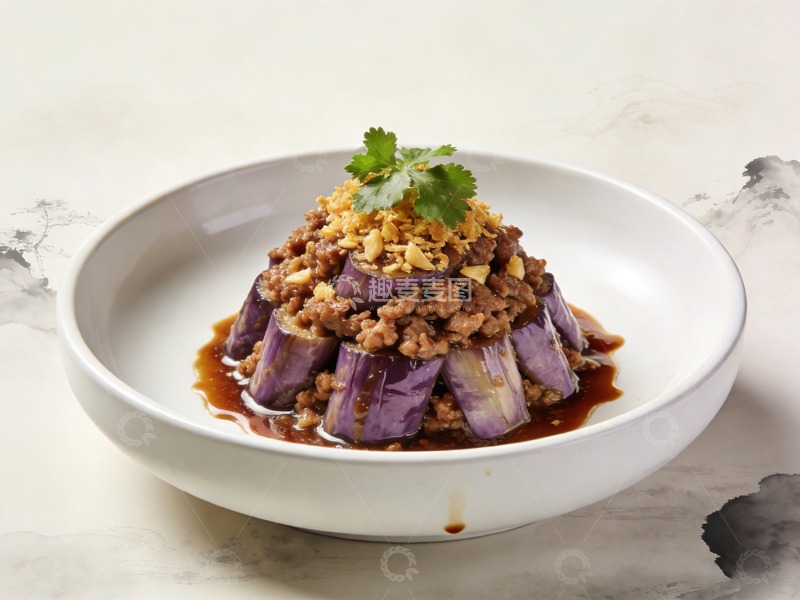 高清大图下载【趣麦麦图】中式蒜香肉末茄子美食摄影