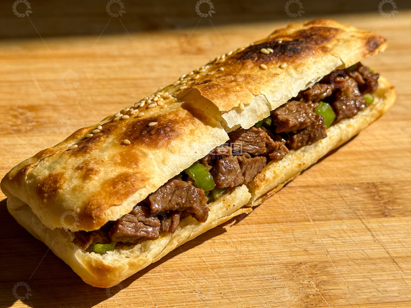 高清大图下载【趣麦麦图】香脆牛肉三明治美食摄影