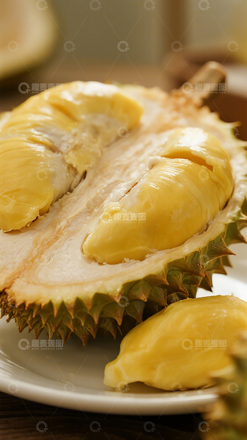 高清大图下载【趣麦麦图】金黄榴莲果肉特写美食摄影