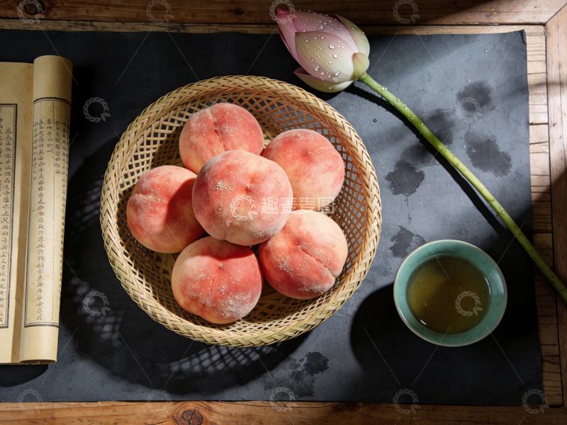 高清大图下载【趣麦麦图】东方禅意桃子糕点美食摄影