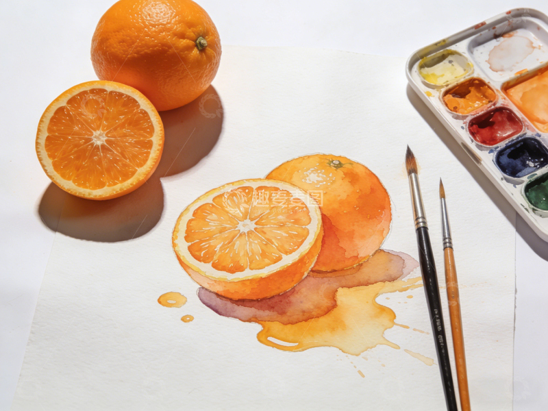 高清大图下载【趣麦麦图】水彩橙子静物绘画教程