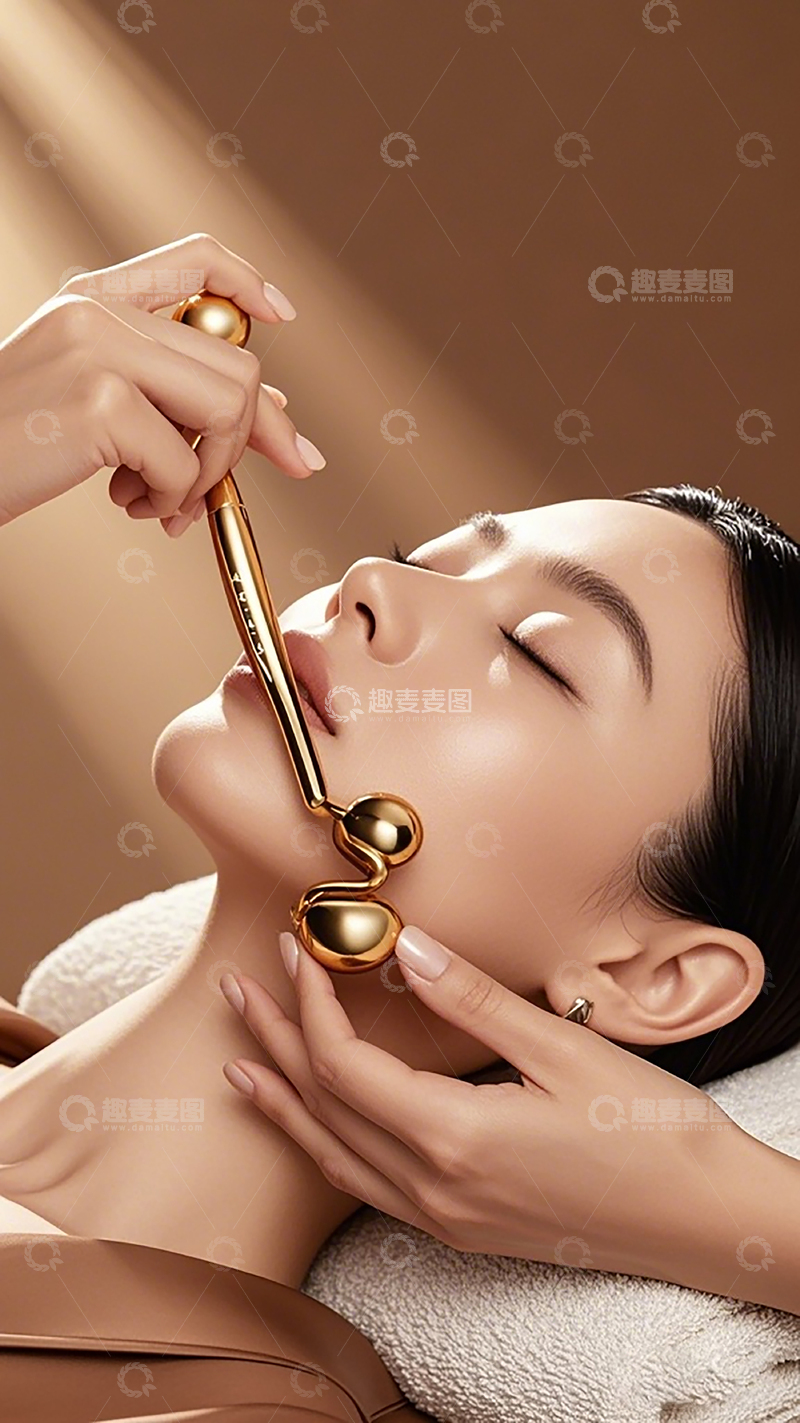 高清大图下载【趣麦麦图】美容护肤面部按摩器材使用场景
