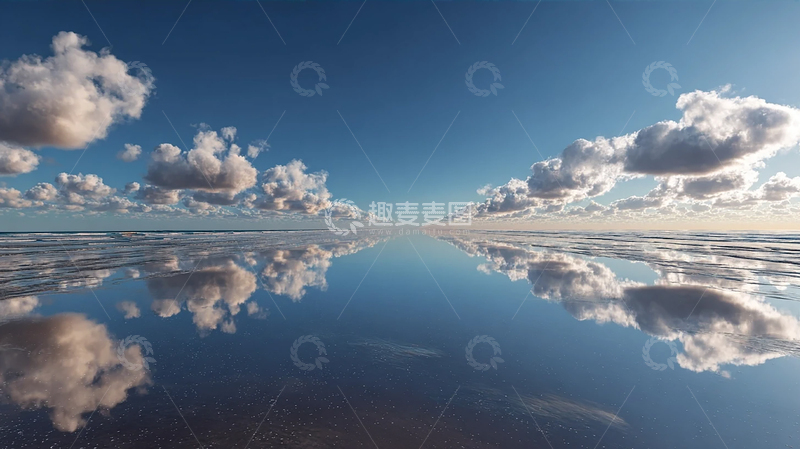 高清大图下载【趣麦麦图】蓝天白云倒影湖面风光