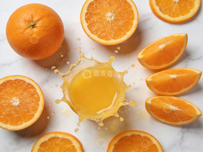 高清大图下载【趣麦麦图】新鲜橙子果汁飞溅摄影