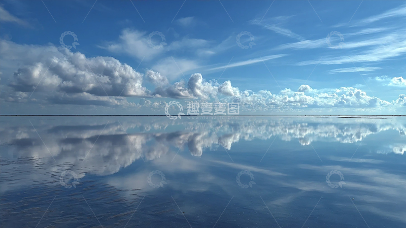 高清大图下载【趣麦麦图】蓝天白云水面倒影风景摄影