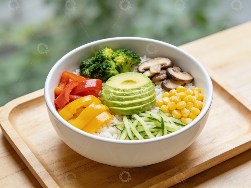 高清大图下载【趣麦麦图】健康餐盘蔬菜米饭拼盘