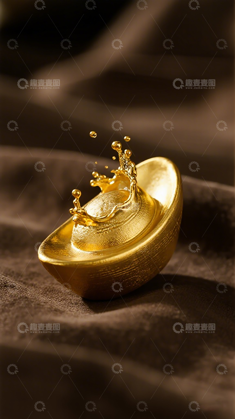 高清大图下载【趣麦麦图】金色元宝液体飞溅