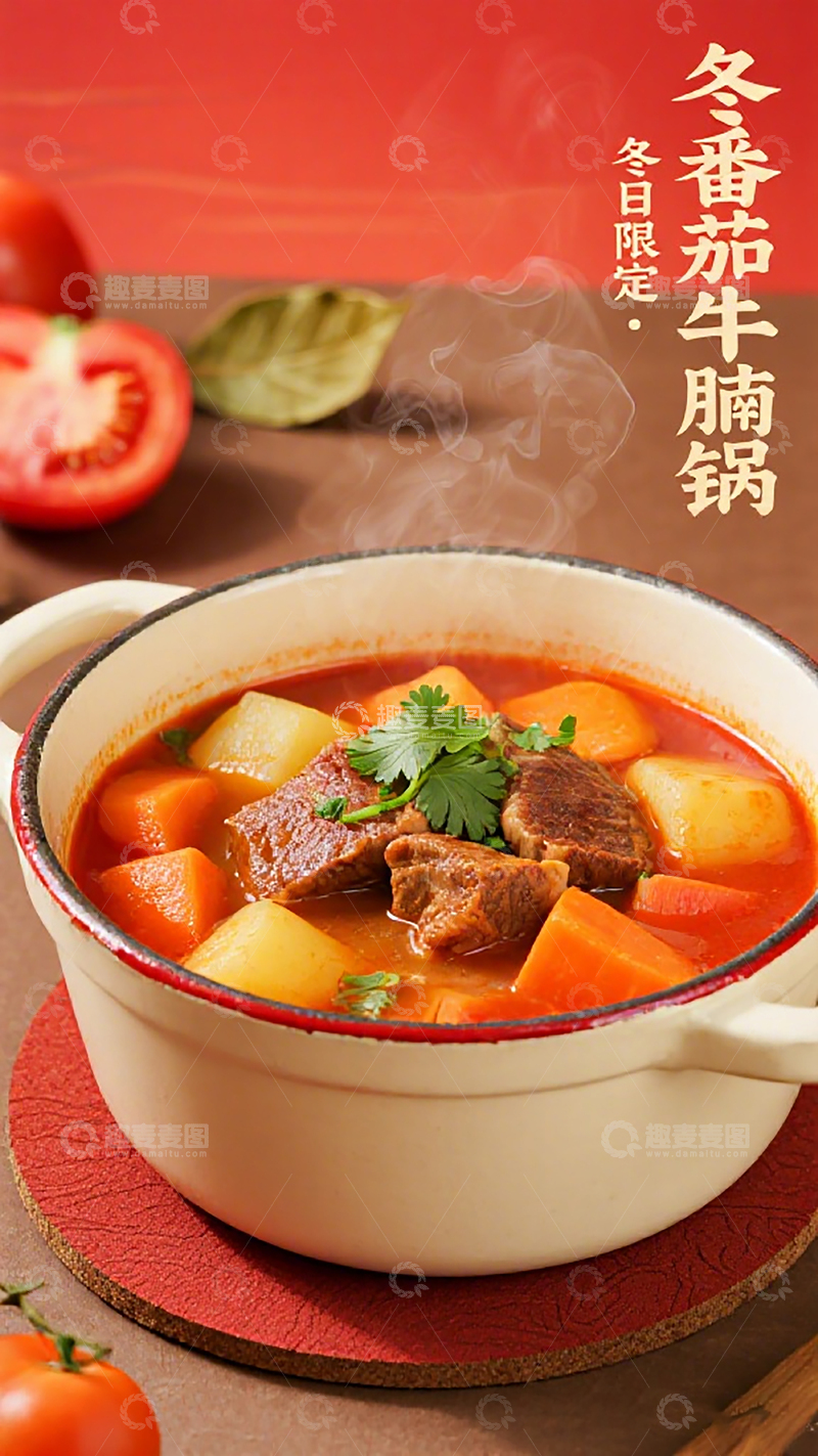 高清大图下载【趣麦麦图】冬日番茄牛腩煲美食摄影