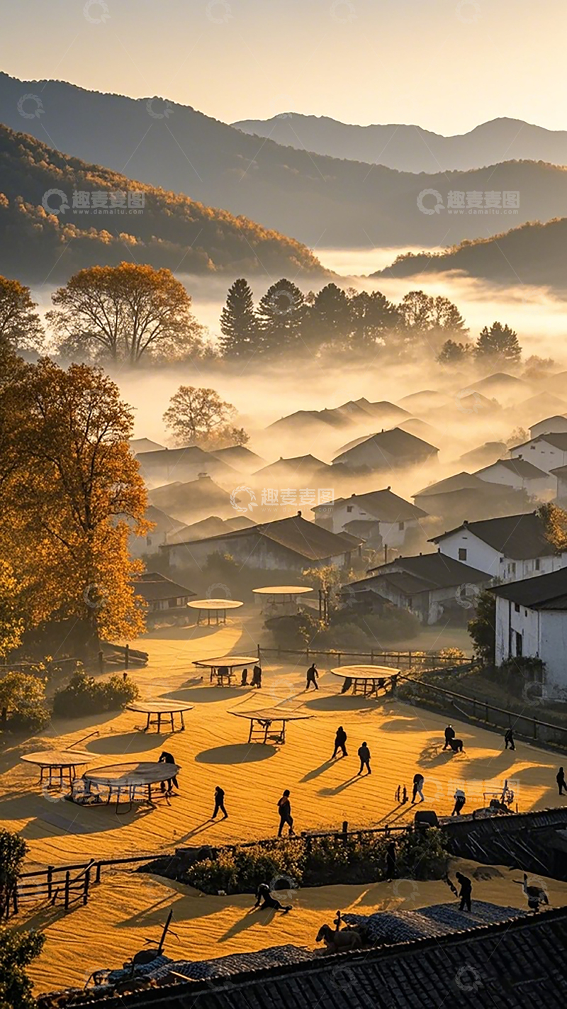高清大图下载【趣麦麦图】乡村晨曦田园风光摄影图片
