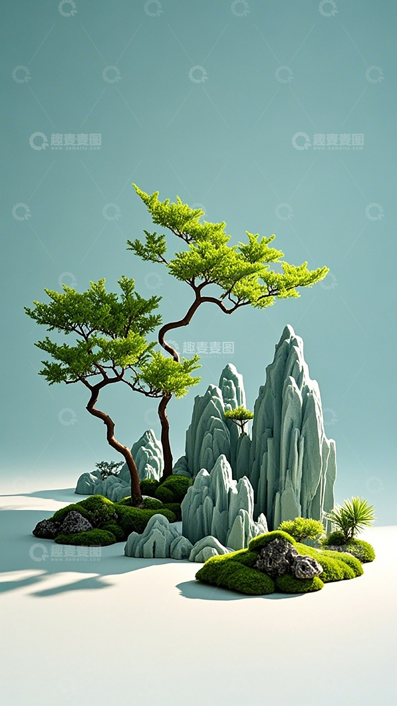 高清大图下载【趣麦麦图】水墨山水盆景艺术