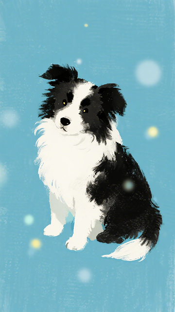 卡通边境牧羊犬插画