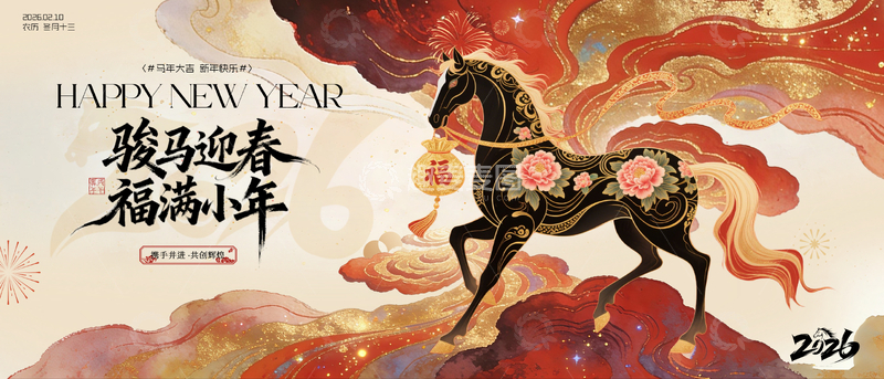 源文件下载【趣麦麦图】骏马迎春福满小年