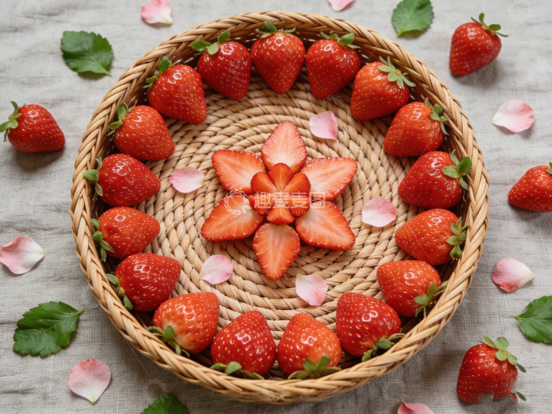 高清大图下载【趣麦麦图】田园风草莓装饰摆盘