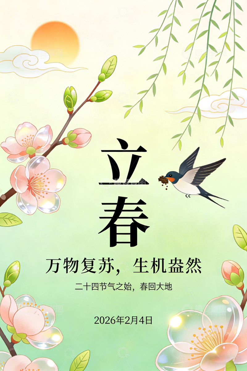高清大图下载【趣麦麦图】立春海报设计