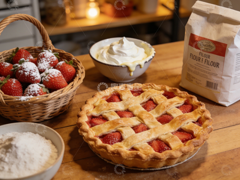 高清大图下载【趣麦麦图】烘焙草莓派美食摄影