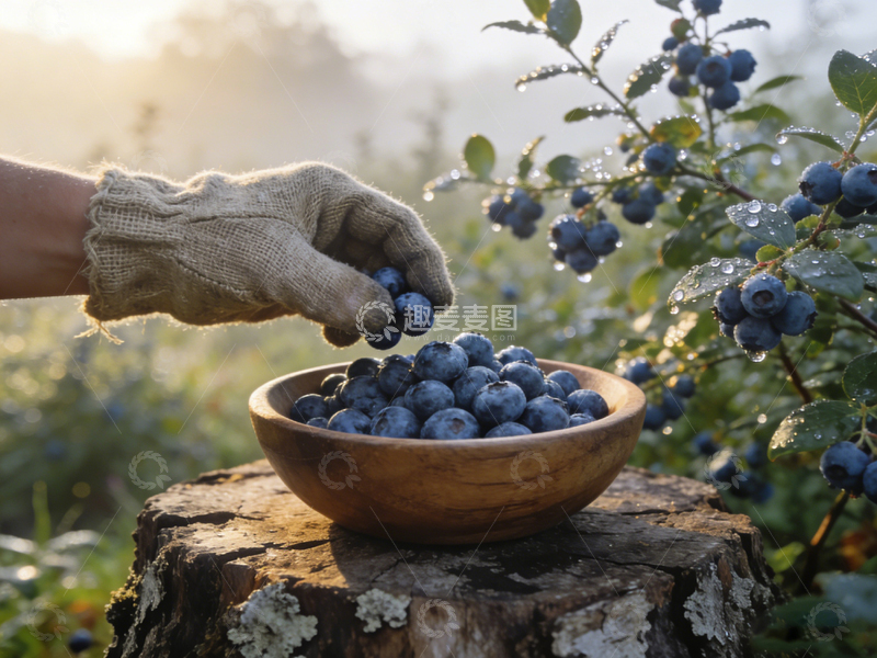 高清大图下载【趣麦麦图】田园蓝莓采摘风景摄影