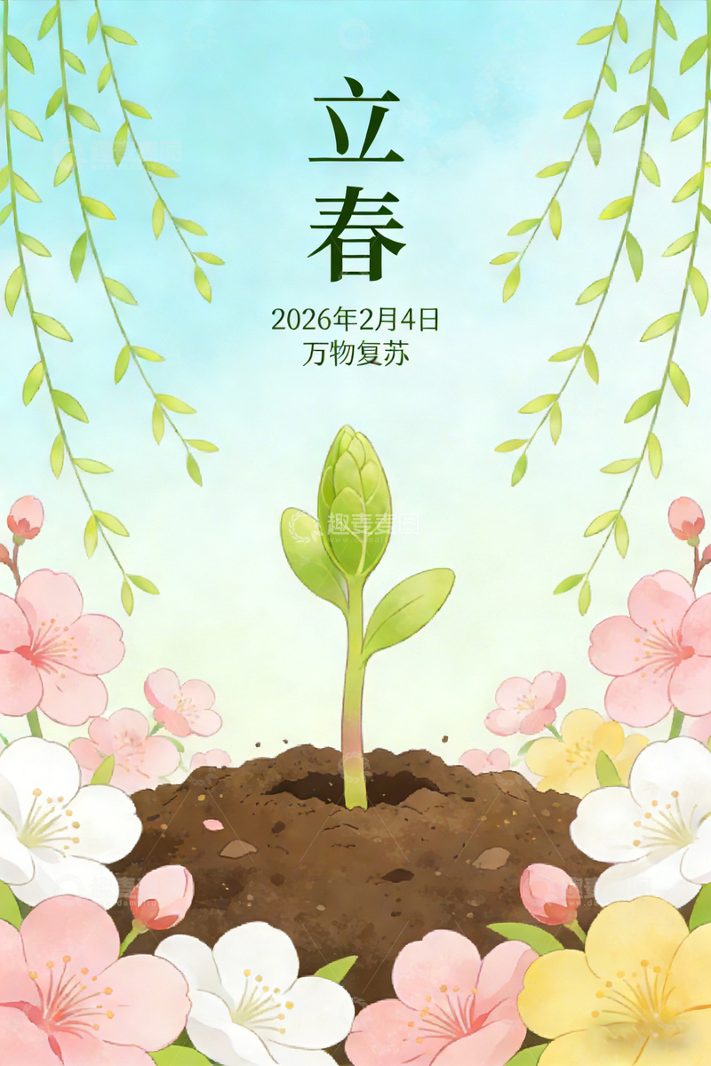 高清大图下载【趣麦麦图】万物复苏立春