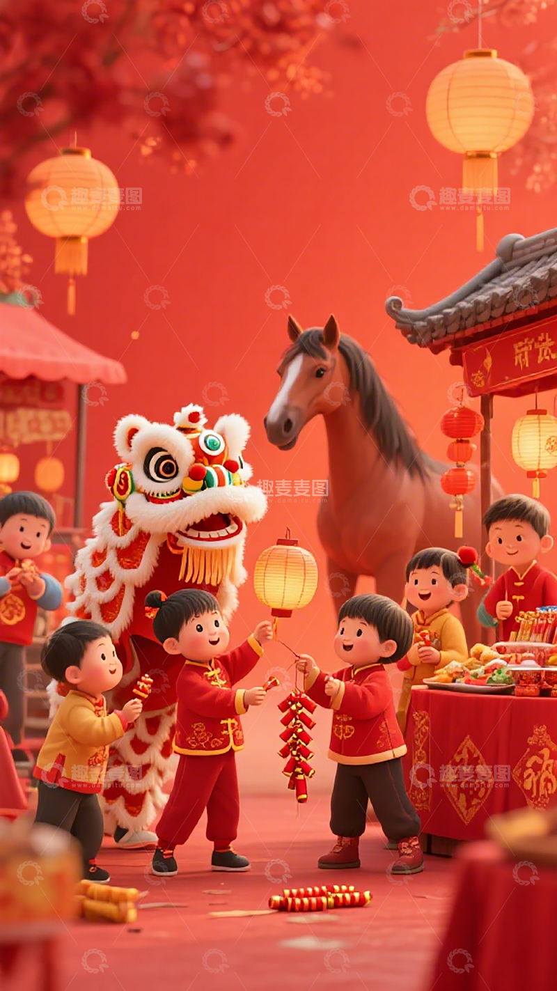 高清大图下载【趣麦麦图】春节庆典卡通插画