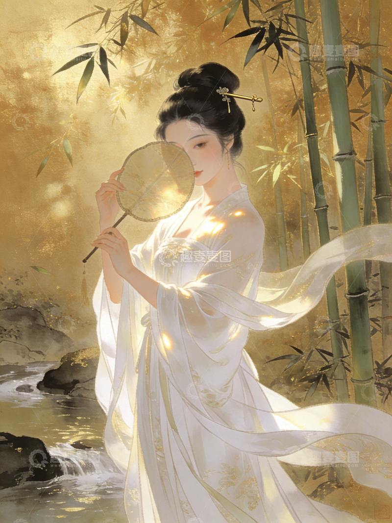 高清大图下载【趣麦麦图】竹林古风美女