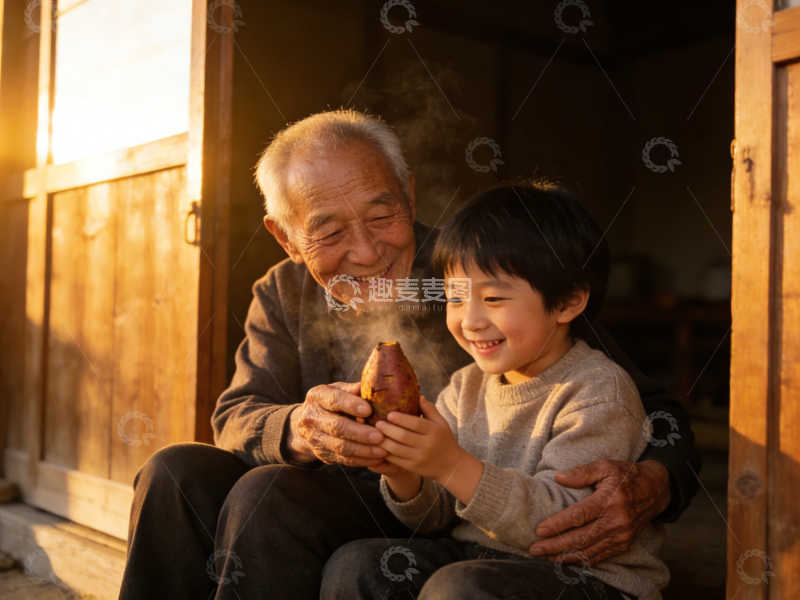 高清大图下载【趣麦麦图】祖孙情深温馨瞬间摄影照片