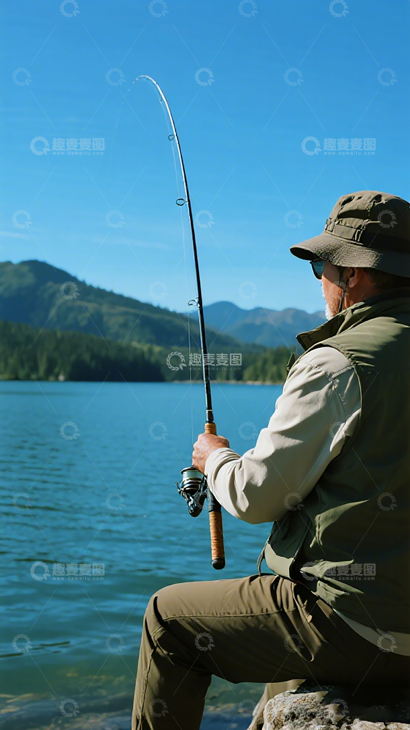 高清大图下载【趣麦麦图】湖边垂钓休闲时光