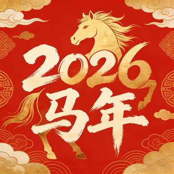红金色2026马年字体素材设计