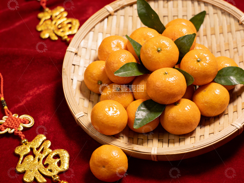 高清大图下载【趣麦麦图】新春佳节橘子竹篮装饰摄影