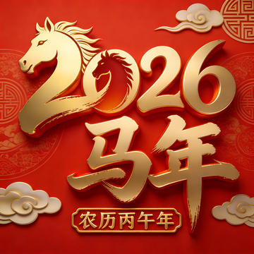 红色2026马年字体素材设计