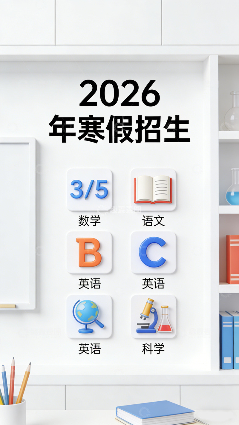高清大图下载【趣麦麦图】2026寒假招生信息图