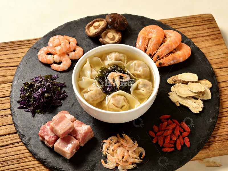 高清大图下载【趣麦麦图】美食摄影馄饨配料展示