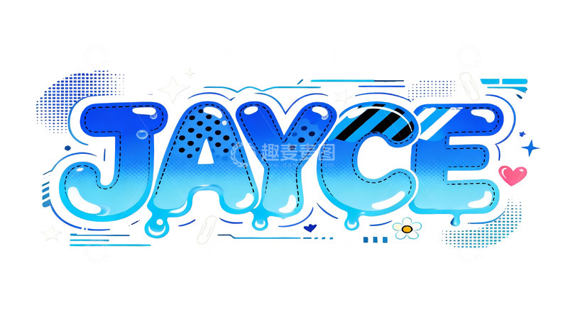 高清大图下载【趣麦麦图】潮酷渐变蓝艺术字视觉7