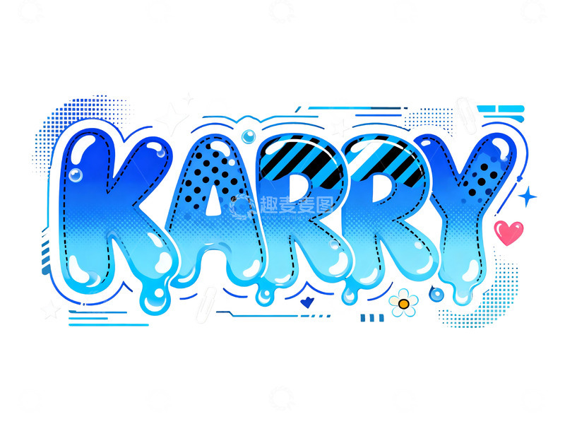 高清大图下载【趣麦麦图】潮酷渐变蓝艺术字视觉1