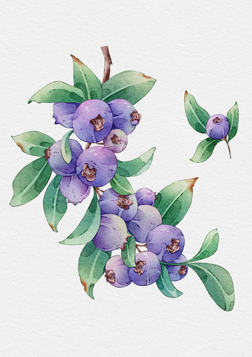 水彩蓝莓果实插画