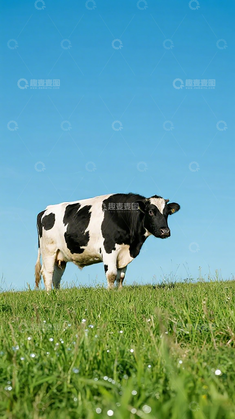 高清大图下载【趣麦麦图】田园风黑白奶牛草地摄影