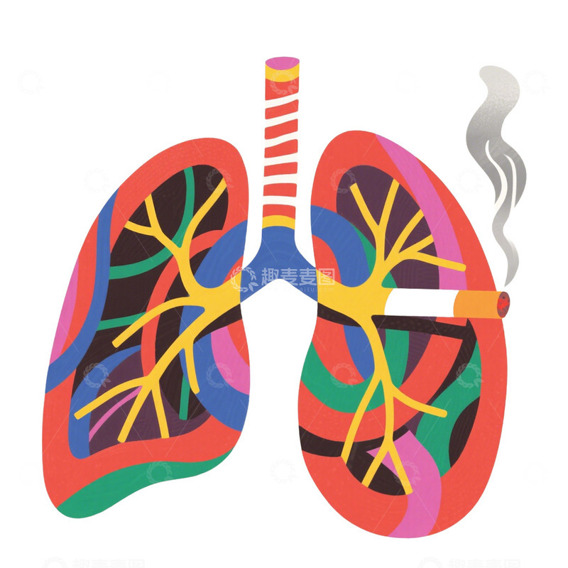 高清大图下载【趣麦麦图】吸烟肺部器官检查免抠元素