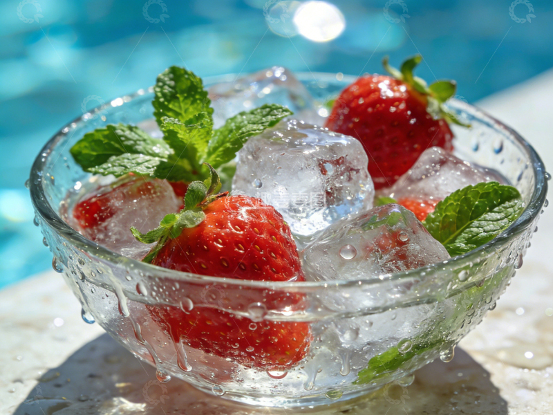高清大图下载【趣麦麦图】清凉草莓冰爽夏日美食
