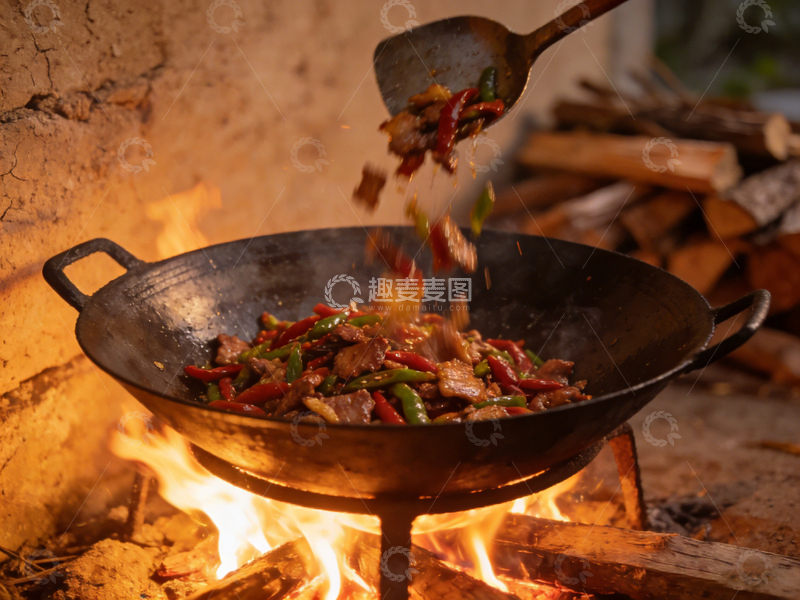 高清大图下载【趣麦麦图】传统炒菜明火烹饪