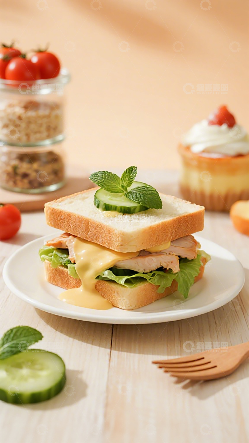 高清大图下载【趣麦麦图】清新美食三明治静物摄影